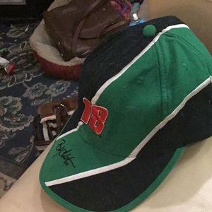 Vintage NASCAR #18 Bobby Labonte Velcro back child  Cap Hat signed!